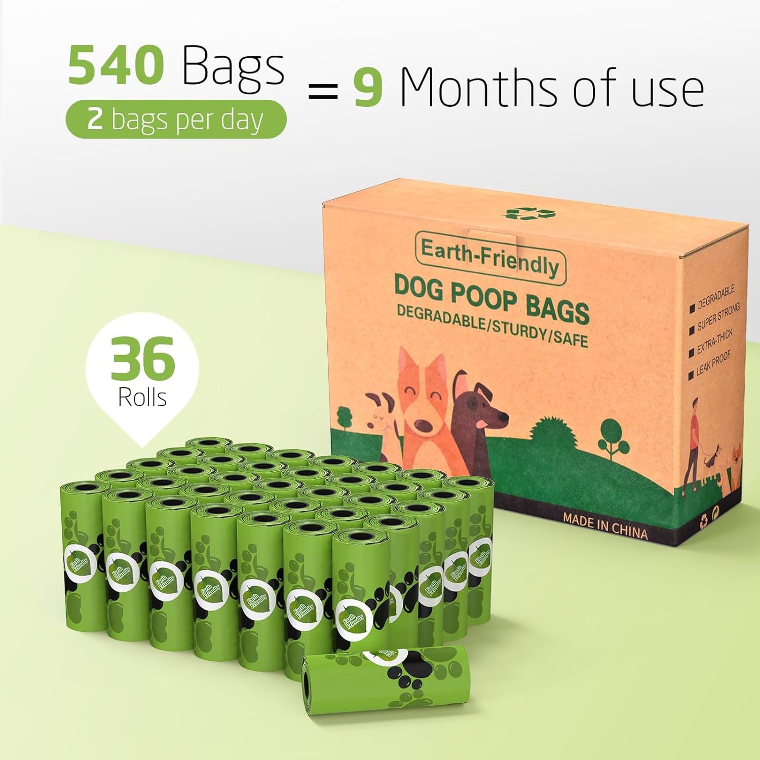 New Pet Biodegradable Trash Bag Dog Poop Bags Bulk Biobase Scented Poo Bag Degradable Cat Waste Bags Dog Poop Dispenser Gifts