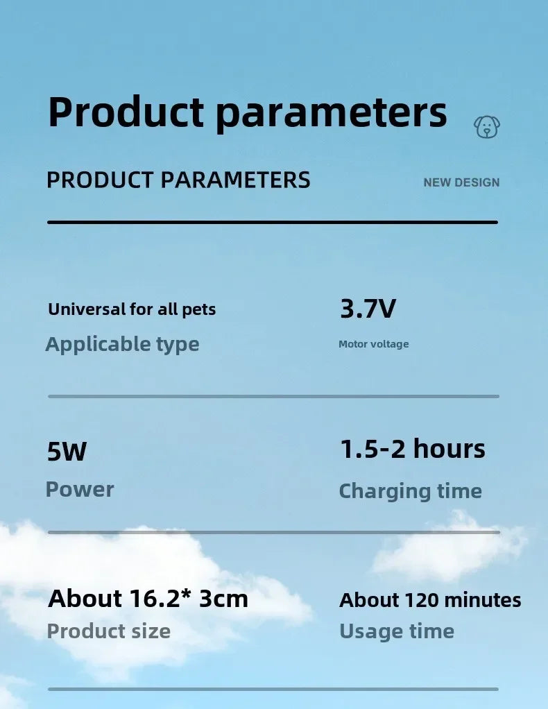 Professional Dog Grooming Clippers & LED Light LCD Display 18mm Wide Blade for Paw Trimming Low Noise Cordless Pet Hair Trimmer