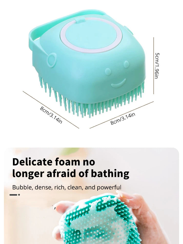 Soft Silicone Pet Bath Brush – Massager & Shampoo Dispenser for Dogs & Cats