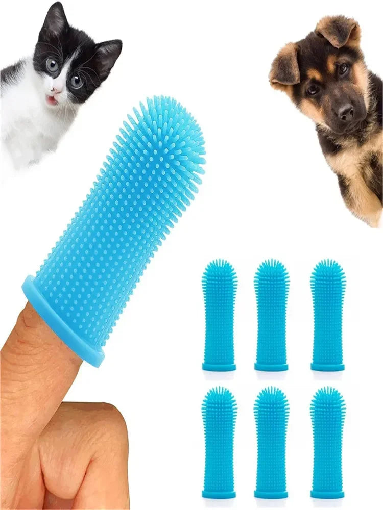 Dog Super Soft Pet Finger Toothbrush Teeth Cleaning Bad Breath Care Nontoxic Silicone Tooth Brush Tool Dog Cat Cleaning Supplies