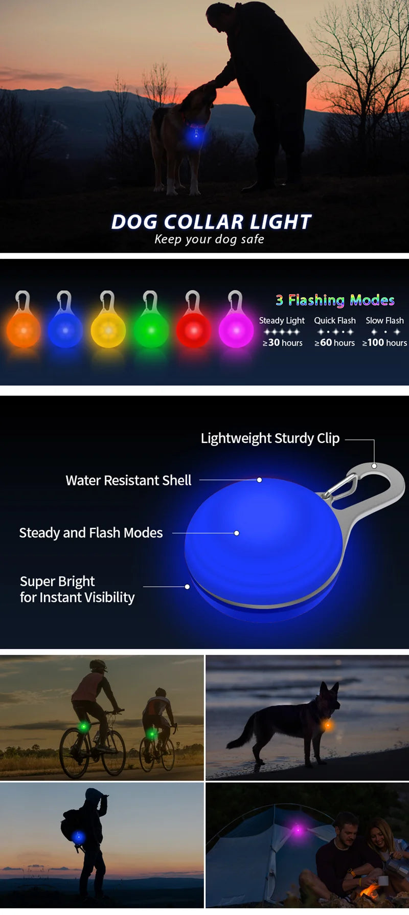 Rechargeable LED Dog Collar Pendant – USB Luminous Pet Light for Night Safety and Decoration