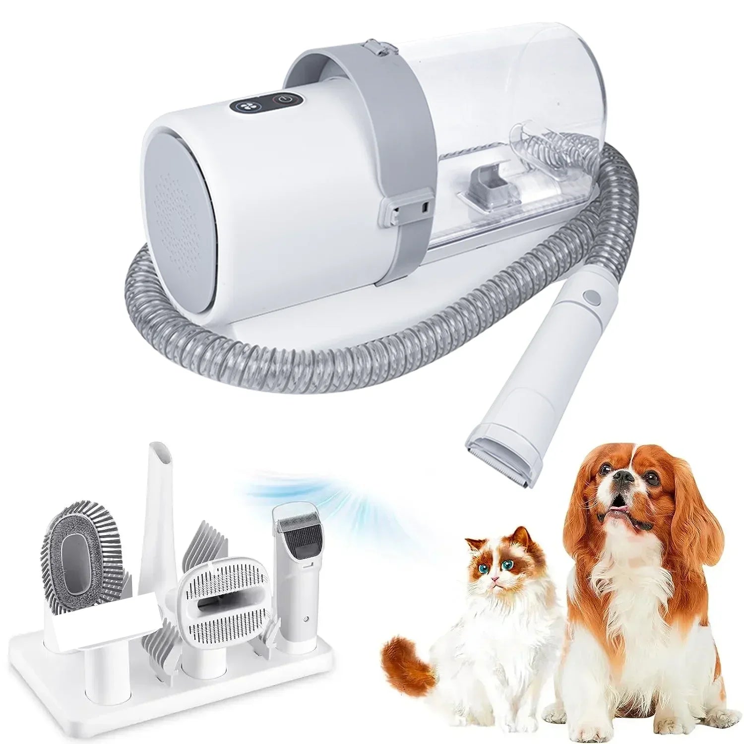 Pet Grooming Kit with 4 Clip Combs, 2.5L Vacuum, and 5 Shedding Tools for Dogs