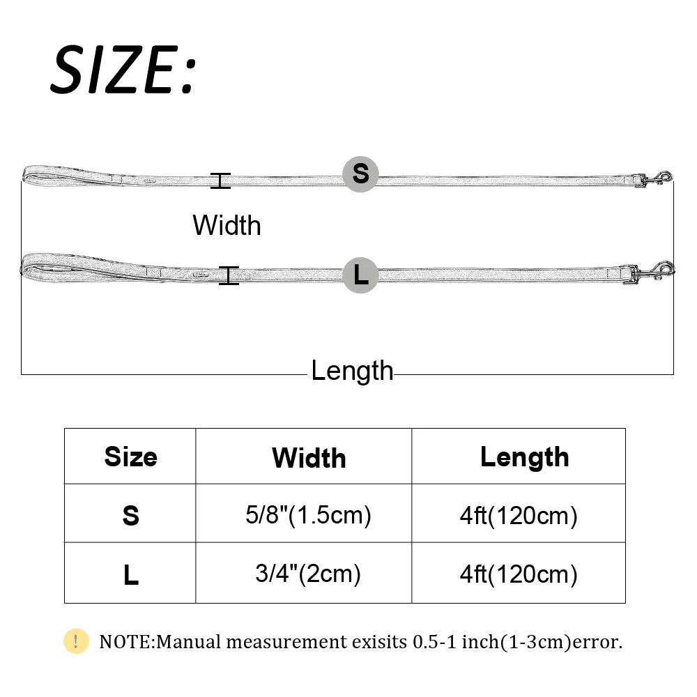 Leather Dog Leash 4 ft Dog Leash 2 Layer Pet Dog Leash Leads with Padded Handle for Medium Large Dogs Walking Training