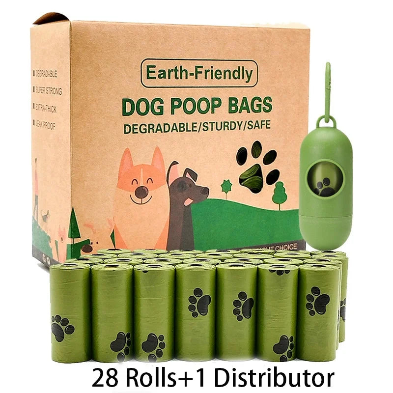 New Pet Biodegradable Trash Bag Dog Poop Bags Bulk Biobase Scented Poo Bag Degradable Cat Waste Bags Dog Poop Dispenser Gifts