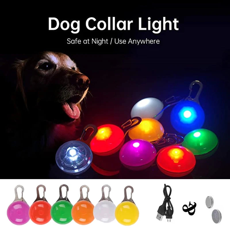 Rechargeable LED Dog Collar Pendant – USB Luminous Pet Light for Night Safety and Decoration