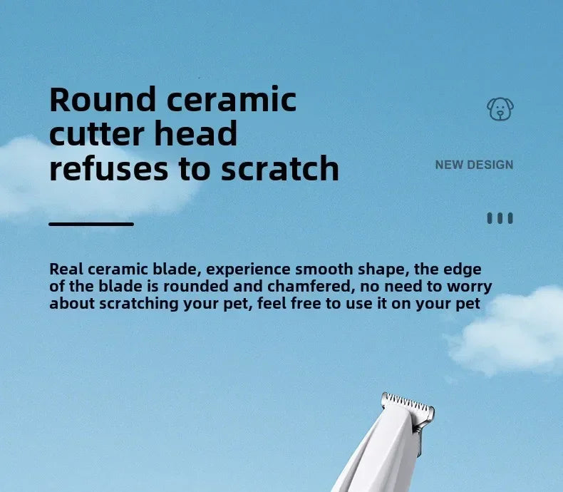 Professional Dog Grooming Clippers & LED Light LCD Display 18mm Wide Blade for Paw Trimming Low Noise Cordless Pet Hair Trimmer