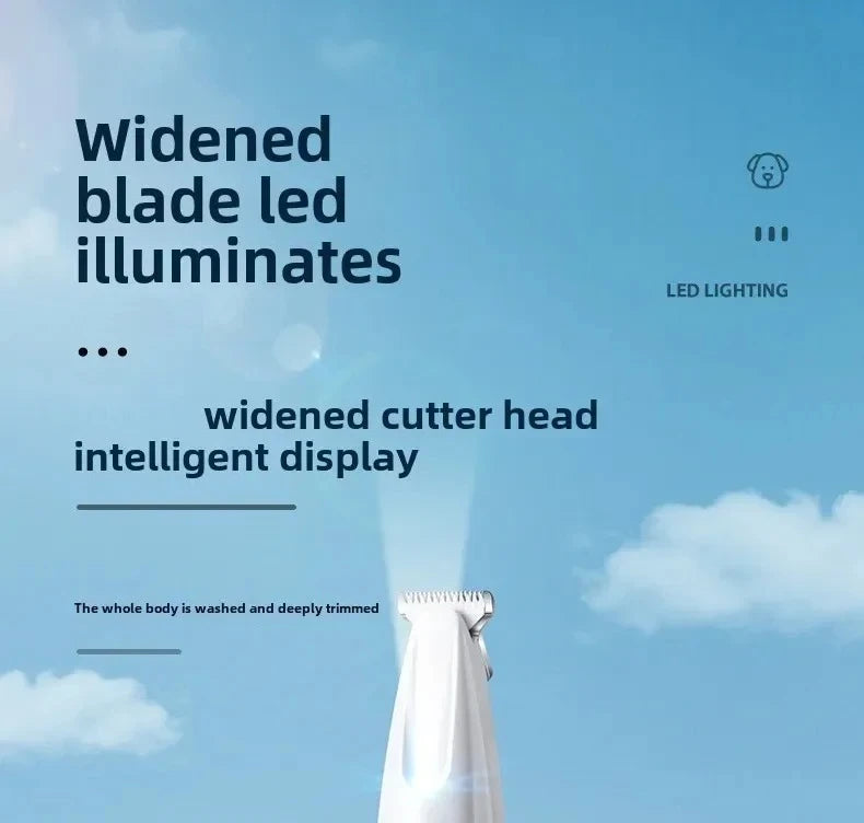 Professional Dog Grooming Clippers & LED Light LCD Display 18mm Wide Blade for Paw Trimming Low Noise Cordless Pet Hair Trimmer