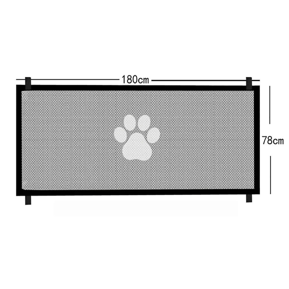 Dog Gate for Stairs - Pet House Screen Door with 4 Hooks, Indoor Safety Fence Barrier, Stairway Pet Gate for Dogs Cats