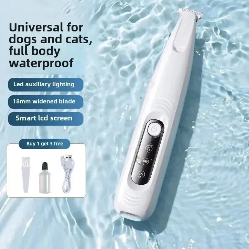 Professional Dog Grooming Clippers & LED Light LCD Display 18mm Wide Blade for Paw Trimming Low Noise Cordless Pet Hair Trimmer