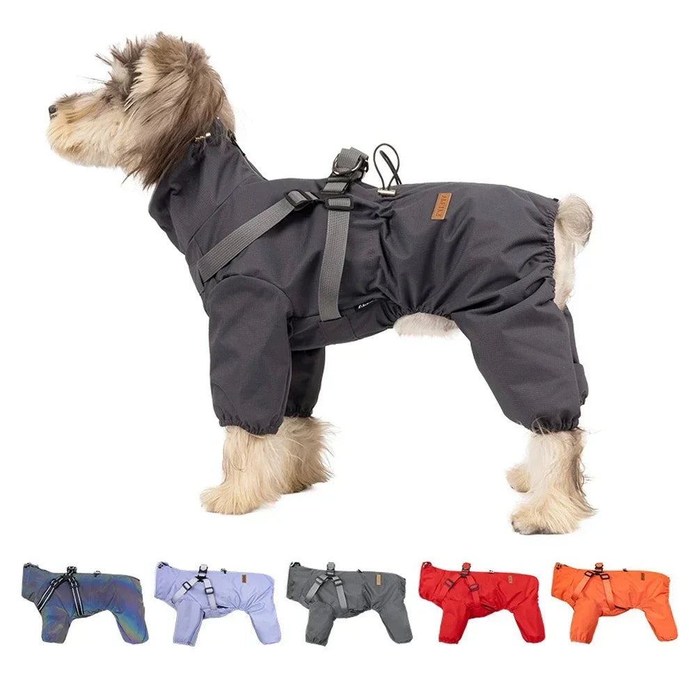 Dog Winter Coat Waterproof Reflective Jacket – Warm Outdoor Raincoat Jumpsuit for Medium & Large Dogs