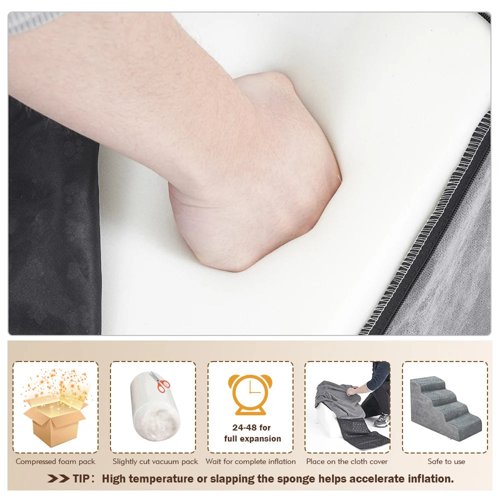 Hot Dog House Dog Stairs Pet 4 Steps Stairs for Small Dog Cat Pet Ramp Ladder Anti-slip Removable Dogs Bed Stairs Pet Supplies