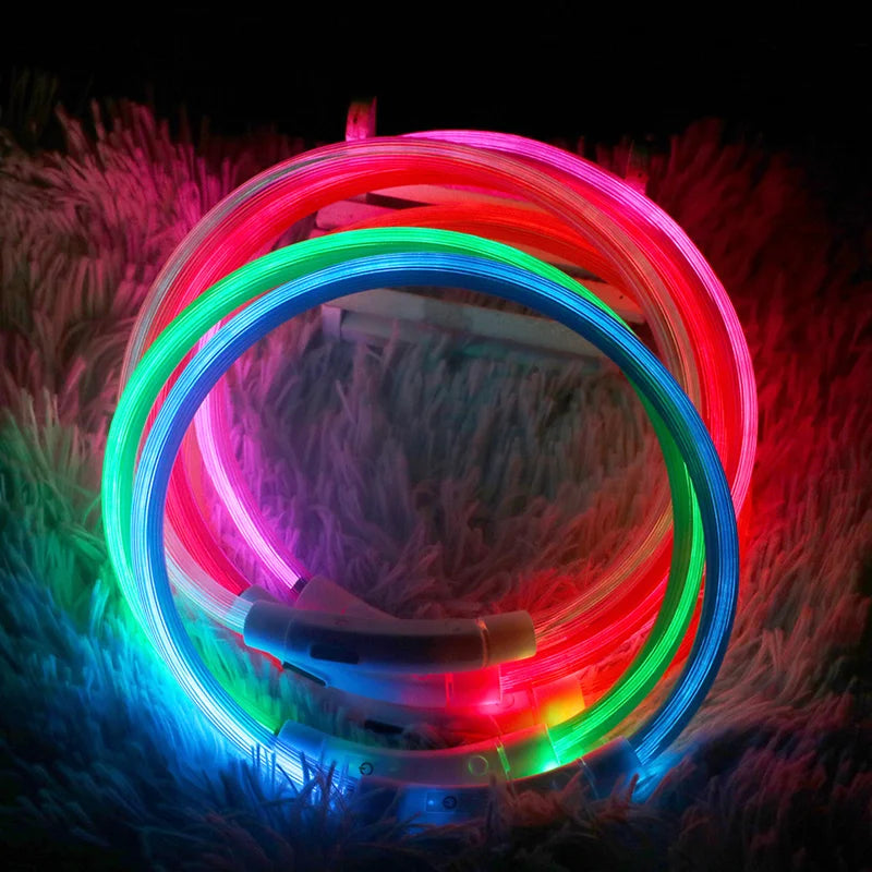 LED USB Rechargeable Dog Collar – Luminous Night Safety Collar with Flashing Glow for Pets, Anti-Loss Accessory