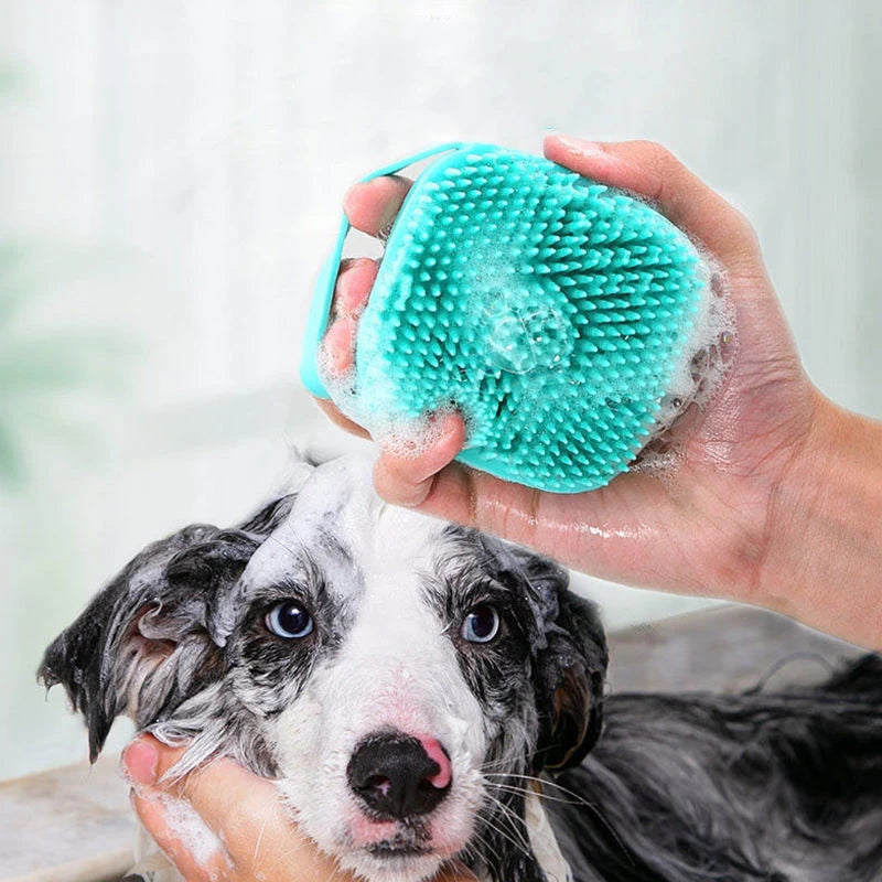 Soft Silicone Pet Bath Brush – Massager & Shampoo Dispenser for Dogs & Cats