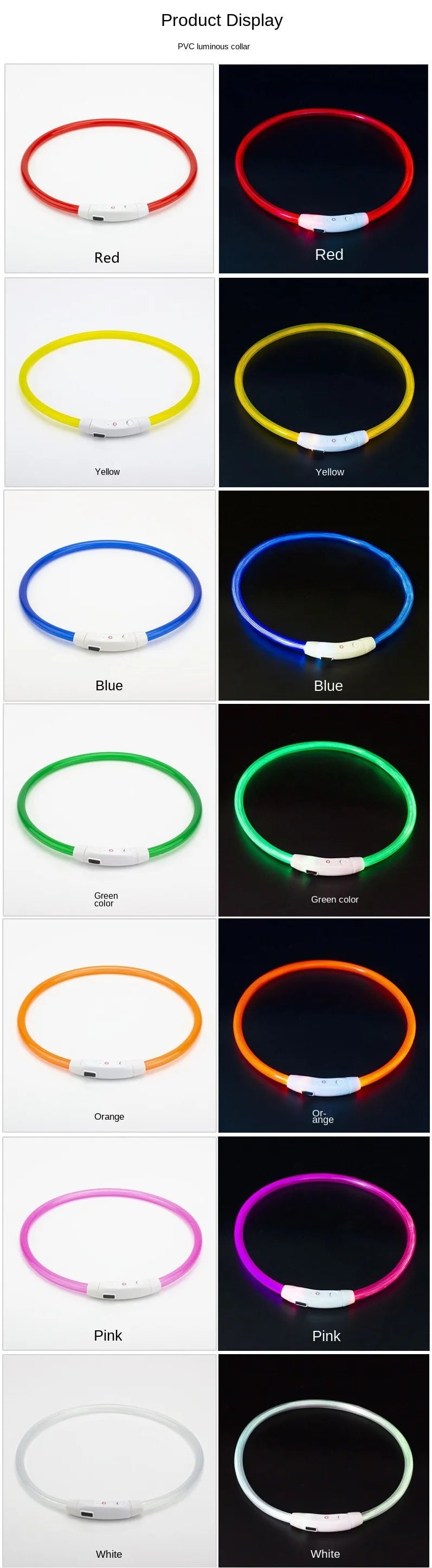 LED USB Rechargeable Dog Collar – Luminous Night Safety Collar with Flashing Glow for Pets, Anti-Loss Accessory