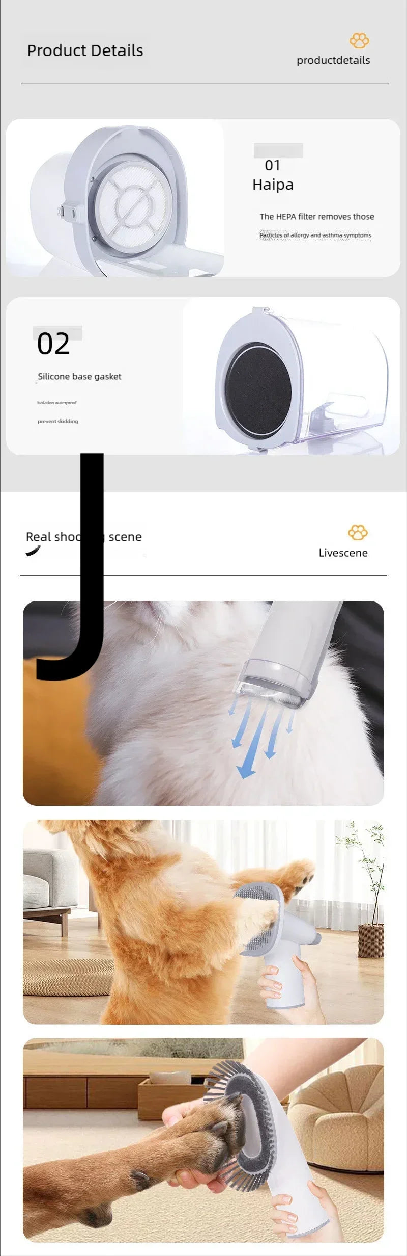 Pet Grooming Kit with 4 Clip Combs, 2.5L Vacuum, and 5 Shedding Tools for Dogs