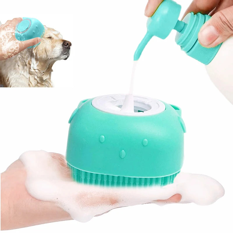 Soft Silicone Pet Bath Brush – Massager & Shampoo Dispenser for Dogs & Cats